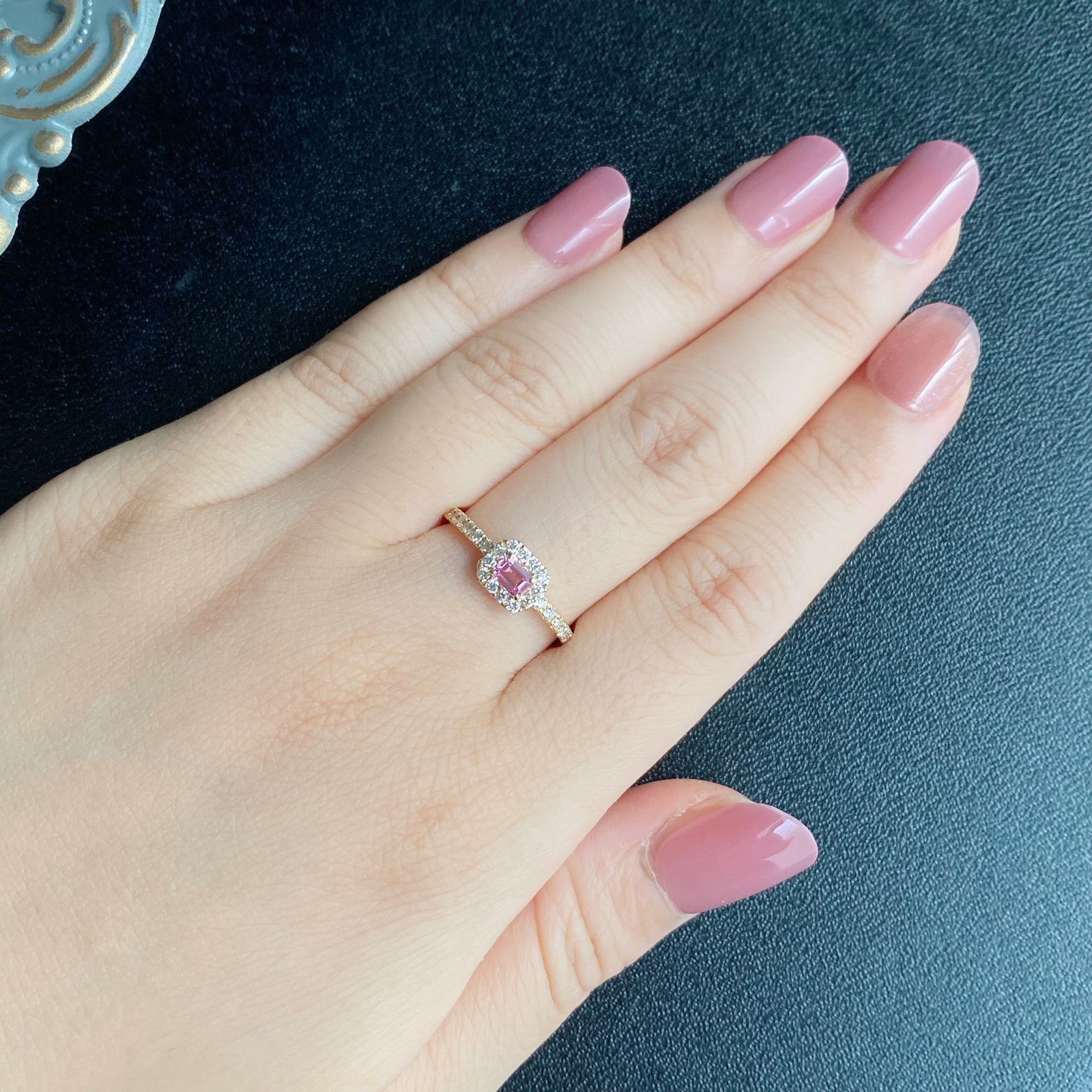 ✨天然 パパラチアサファイア & ダイヤ リング 12 お値下げ】天然パパラチアサファイア 天然ダイヤモンド 新品