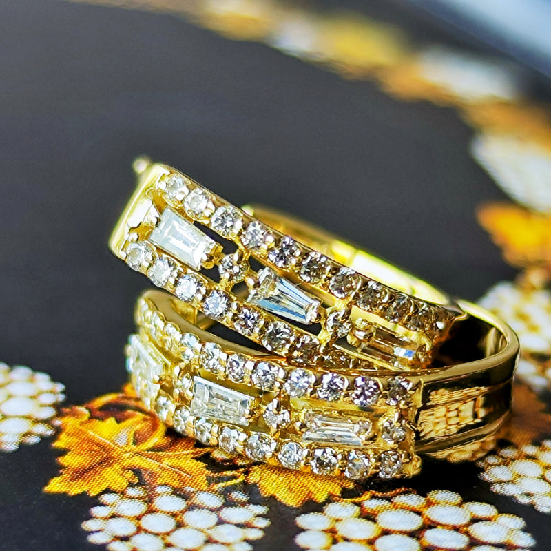 天然ダイヤモンド テーパーカット ピアス