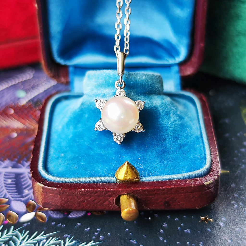 MIKIMOTO ミキモト あこや真珠 ダイヤモンド ネックレス