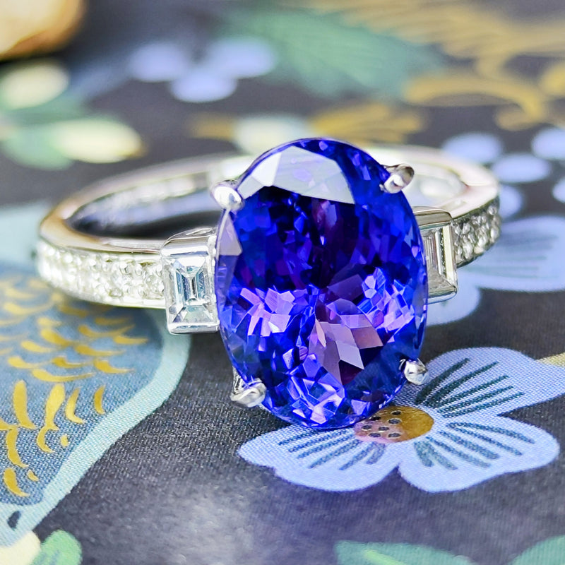 【大粒 4.42ct】天然タンザナイト 天然ダイヤモンド リング