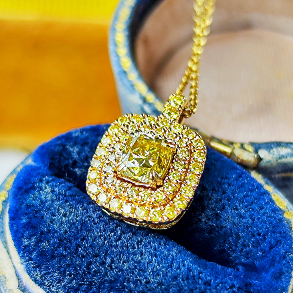 【イエローダイヤ】FANCY INTENSE YELLOW VVS2 0.71ct ネックレス GIA