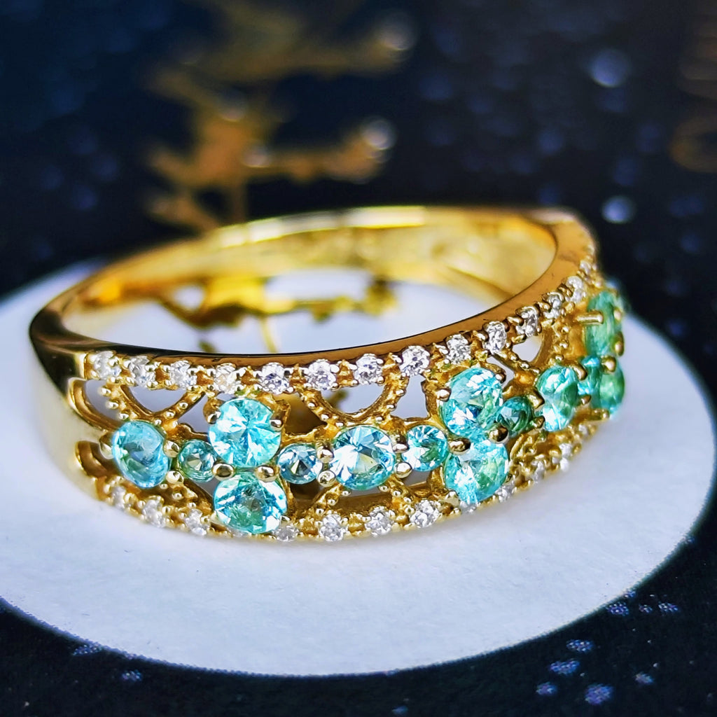 天然パライバトルマリン 天然ダイヤモンド 18金リング