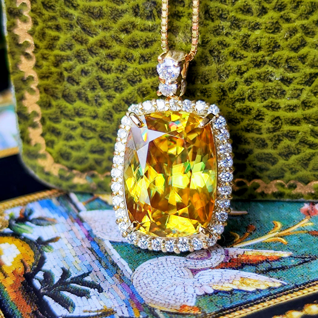 【大粒 8.24ct】天然スフェーン 天然ダイヤモンド ネックレス