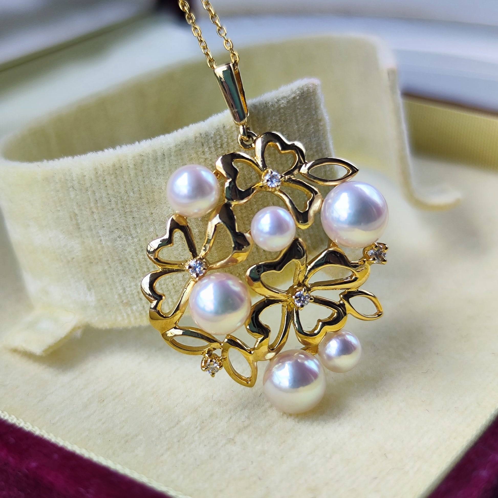 MIKIMOTO ミキモト あこや真珠 天然ダイヤモンド ペンダントトップ