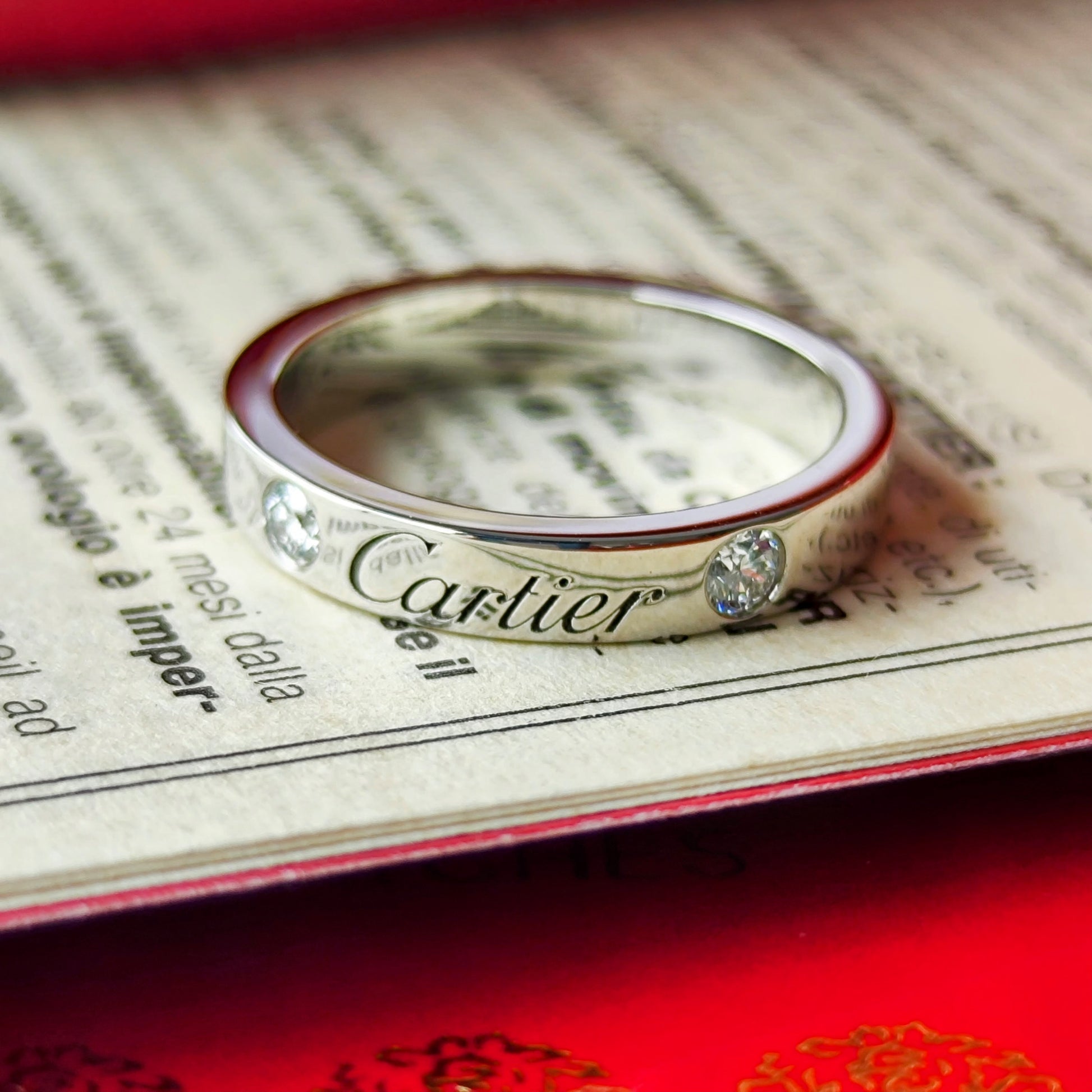 Cartier カルティエ Cドゥ エングレーブド ダイヤモンド プラチナリング 45