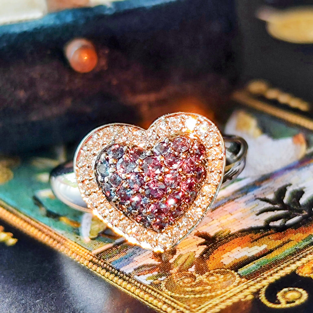 天然アレキサンドライト 0.62ct 天然ダイヤモンド 18金WG