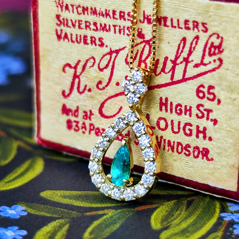 【ブラジル産 非加熱】天然パライバトルマリン 天然ダイヤモンド ネックレス