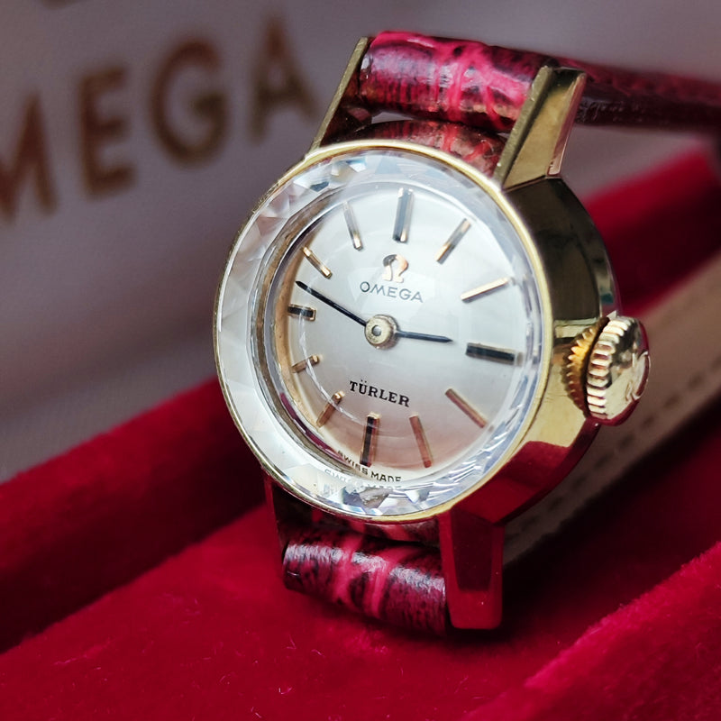 【OH済み】OMEGA オメガ TURLER チューラー ダブルネーム カットガラス 手巻き腕時計