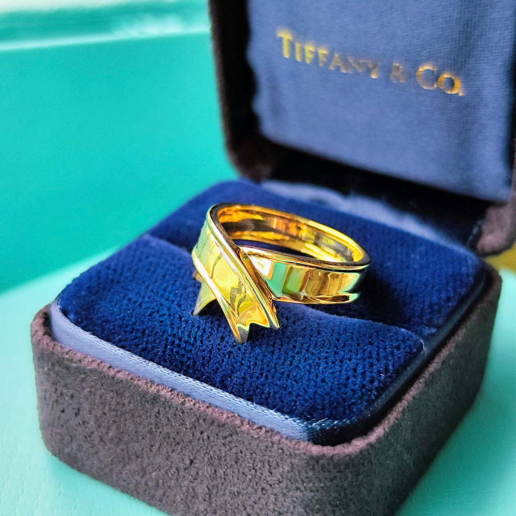 【オールドティファニー】TIFFANY &Co リボンリング 18金YG