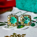 【シュガーローフ】天然エメラルド 天然ダイヤモンド ピアス