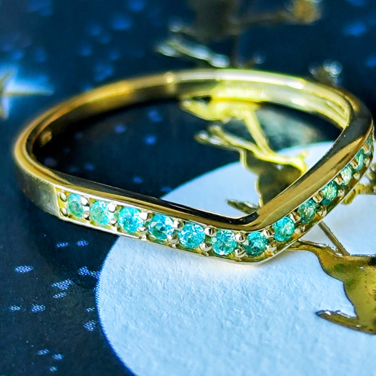 天然パライバトルマリン ハーフエタニティリング 18金 – Mico宝飾店