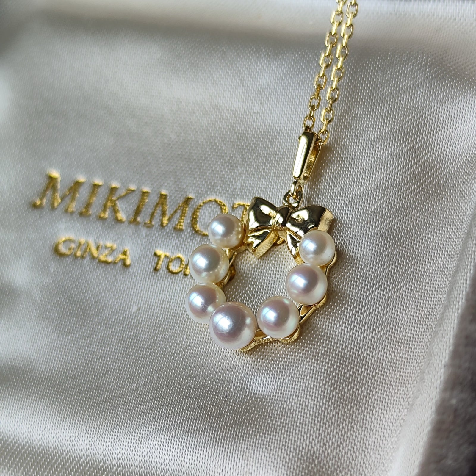 MIKIMOTO ミキモト あこや真珠 ベビーパール リボン ネックレス