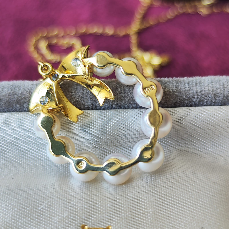 MIKIMOTO ミキモト あこや真珠 リボンモチーフ 天然ダイヤモンド MIKIMOTO ミキモト あこや真珠 リボンモチーフ 天然ダイヤモンド