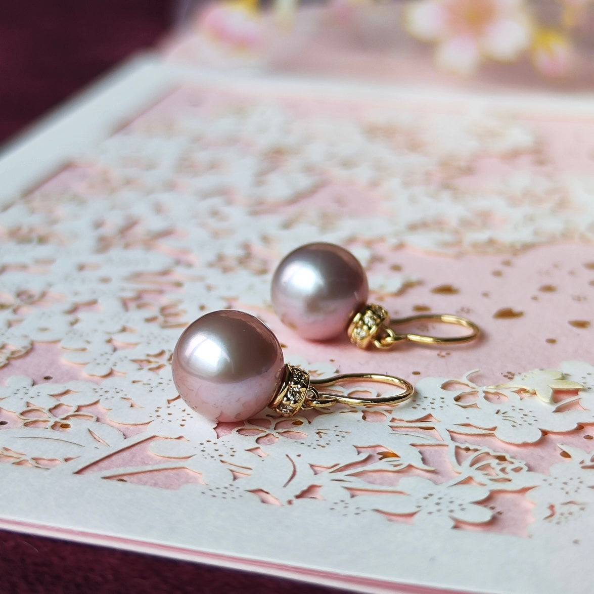 【さくらパール 】花の雫 18金ピアス