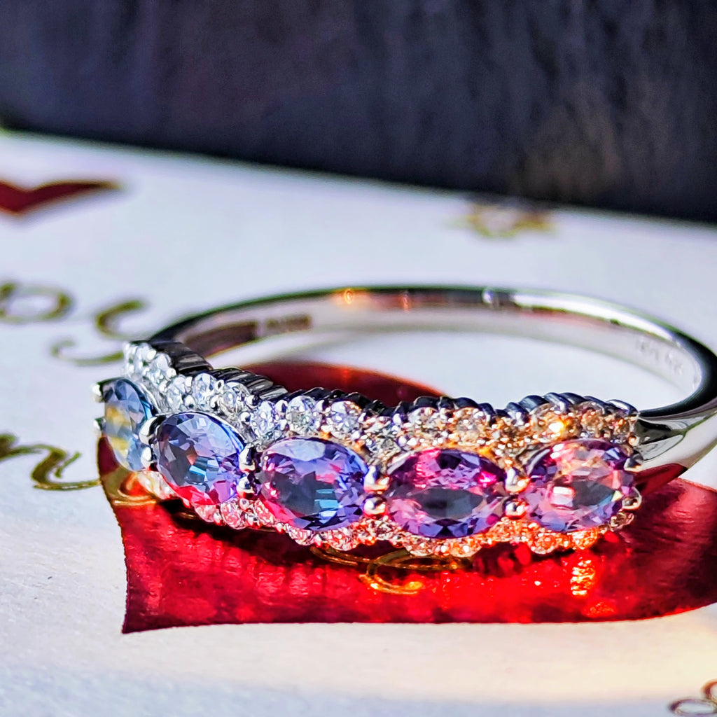 天然アレキサンドライト 0.71ct 天然ダイヤモンド プラチナリング