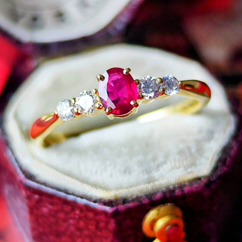 【非加熱 ピジョンブラッド】天然ルビー 天然ダイヤモンド リング