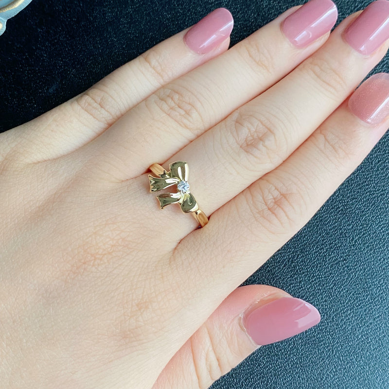 TIFFANY&Co ティファニー リボンリング ダイヤモンド K18YG