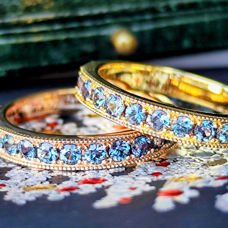 天然アレキサンドライト ダイヤカット ハーフエタニティリング 18金