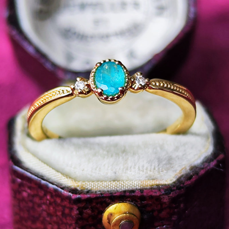 天然パライバトルマリン 天然ダイヤモンド リング – Mico宝飾店