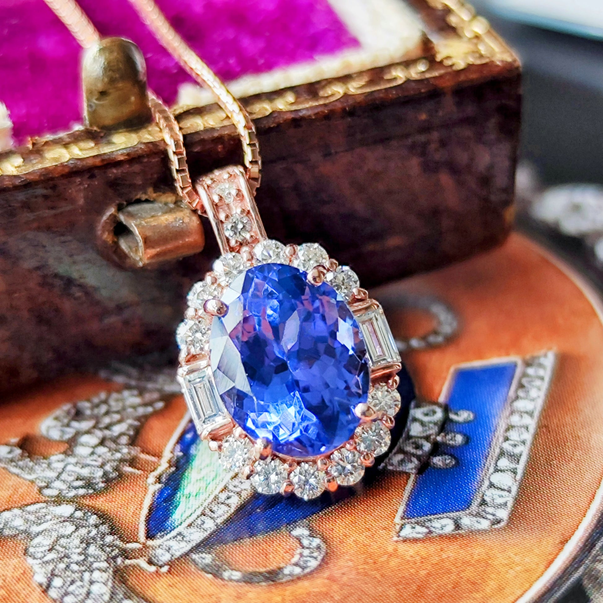 天然タンザナイト 2.34ct 天然ダイヤモンド ネックレス