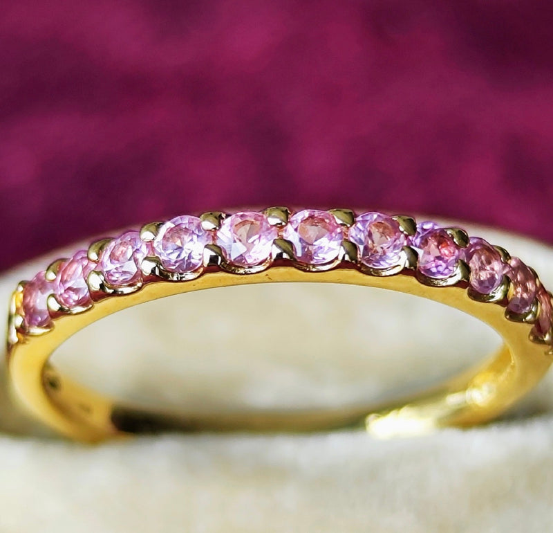 天然パパラチアサファイア ハーフエタニティリング