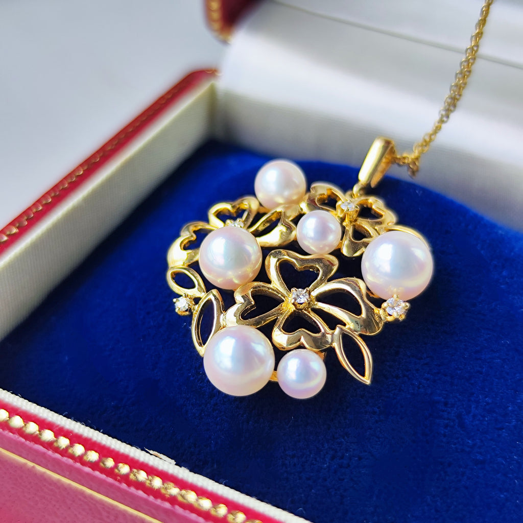 MIKIMOTO ミキモト あこや真珠 天然ダイヤモンド ペンダントトップ