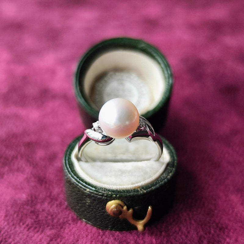 MIKIMOTO ミキモト あこや真珠 天然ダイヤモンドリング