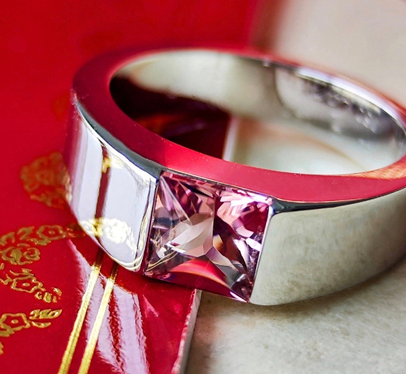 Cartier カルティエ タンク ピンクトルマリン 18金WG 52