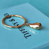 【オールドティファニー】TIFFANY &Co ティファニー ティアドロップ リング 18金YG 8号 リング