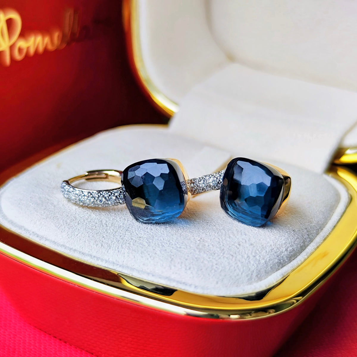 Pomellato ポメラートヌード ブルートパーズ ダイヤモンド ピアス