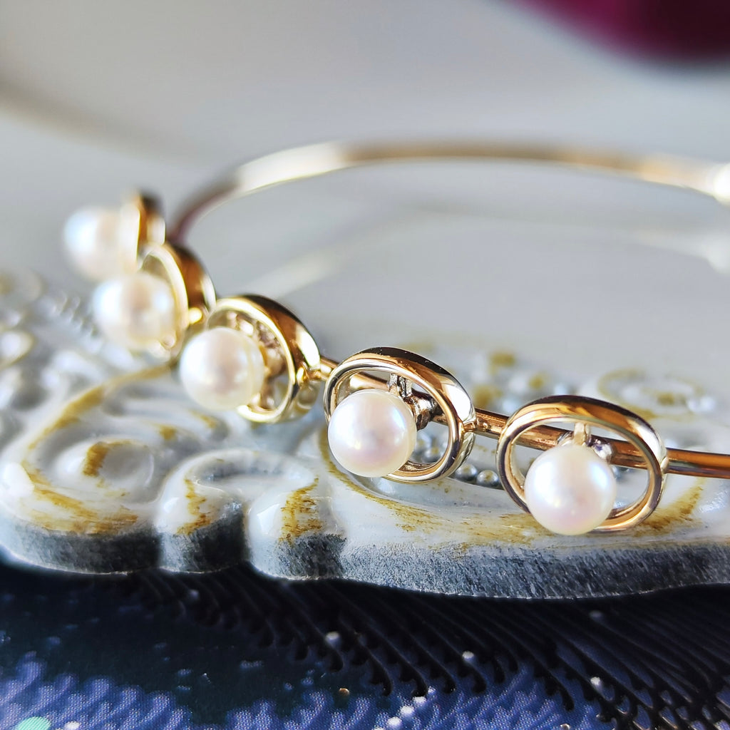 【オールドミキモト 】MIKIMOTO ミキモト あこや真珠 14金 バングル