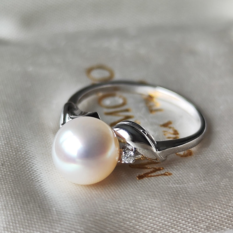 MIKIMOTO ミキモト あこや真珠 天然ダイヤモンドリング