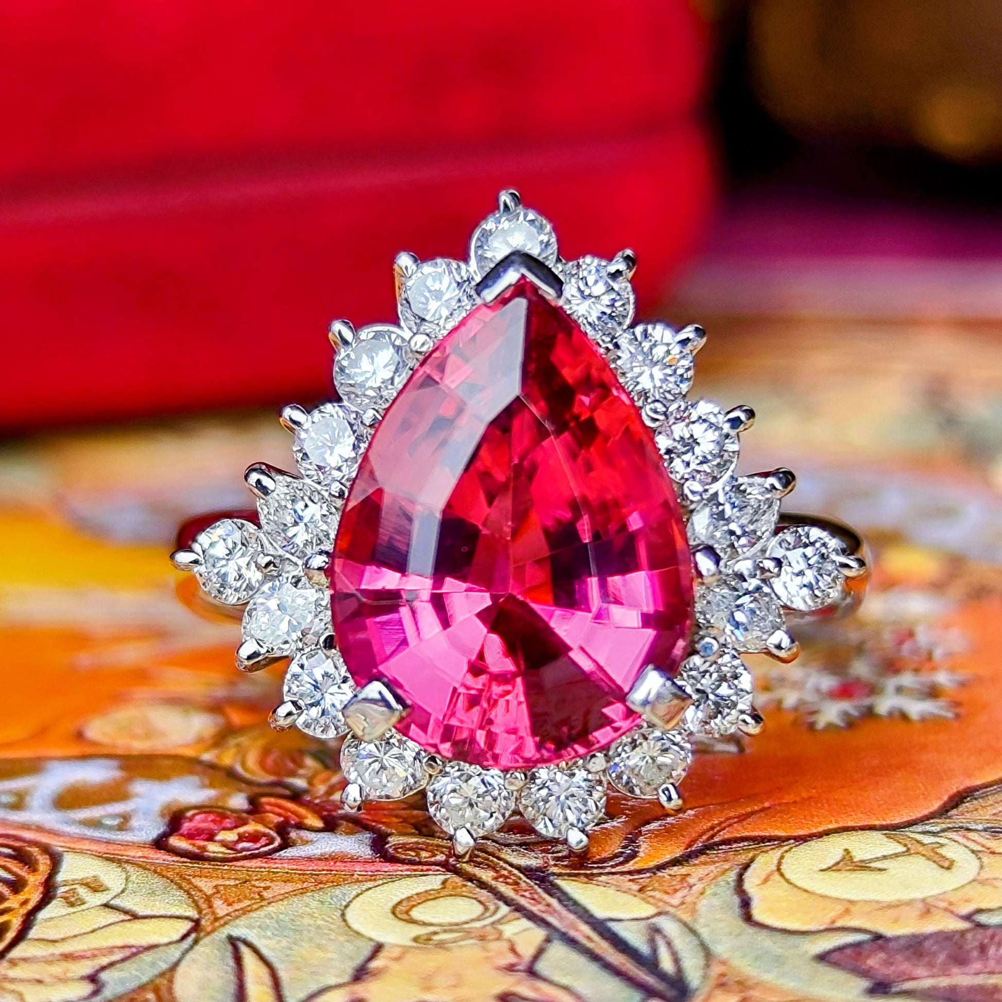 【大粒 4.03ct】天然ルベライト（トルマリン）天然ダイヤモンド プラチナリング