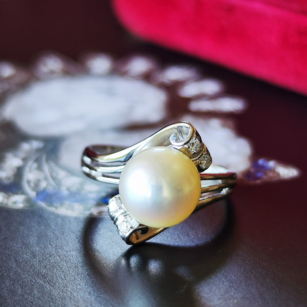 【オールドミキモト 】MIKIMOTO ミキモト あこや真珠 14金WG リング
