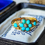 【イギリスアンティーク】トルコ石 天然ローズカットダイヤモンド センチメンタルジュエリー