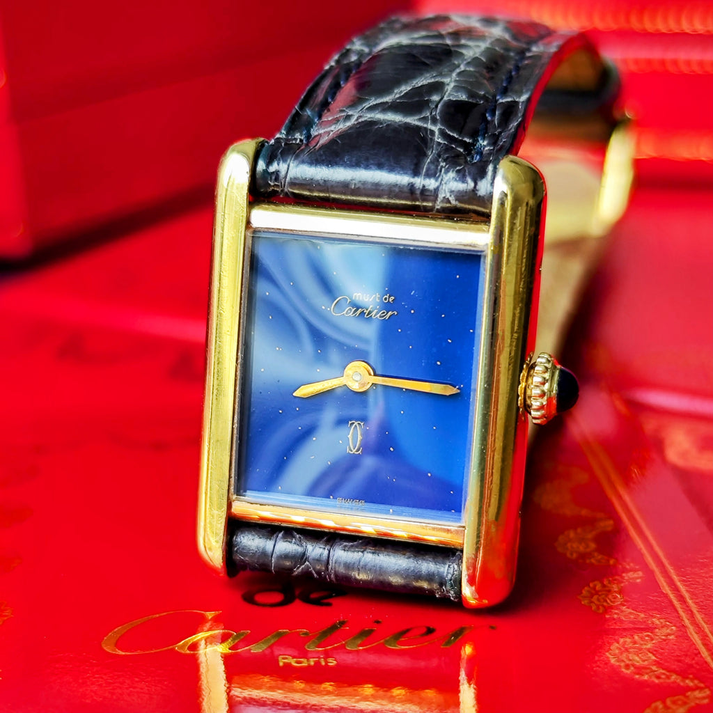 【OH済み】Cartier カルティエ マストタンク ラピスラズリ文字盤 手巻き腕時計