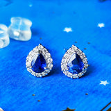 天然サファイア 天然ダイヤモンド 雫型ピアス