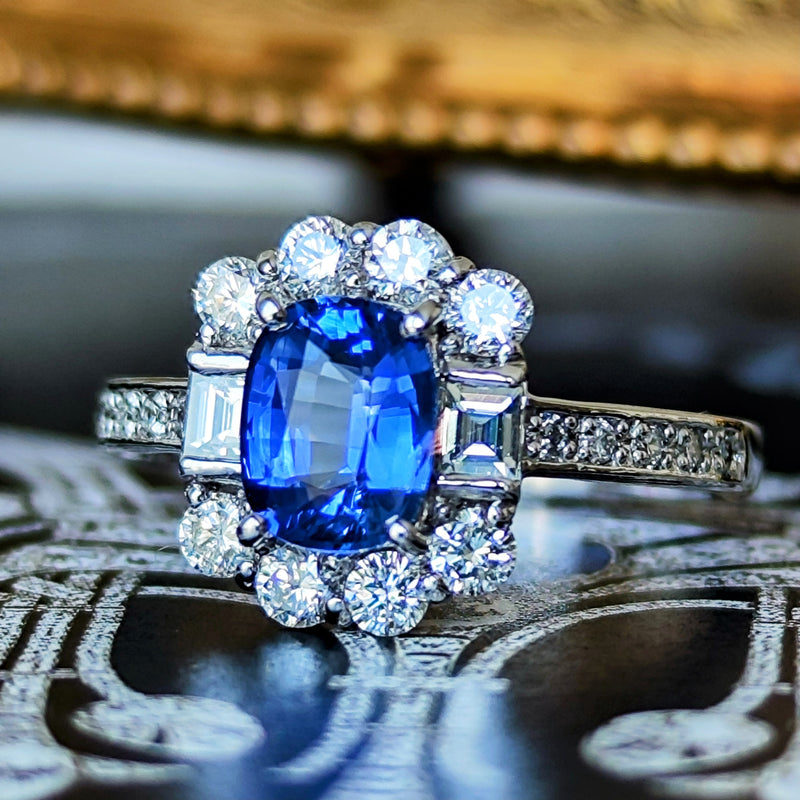 【コーンフラワー】天然ブルーサファイア 1.19ct 天然ダイヤモンド リング