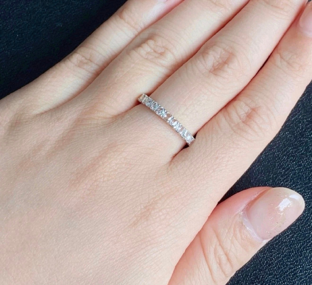 【ローズカット】天然ダイヤモンド ハーフエタニティリング プラチナ