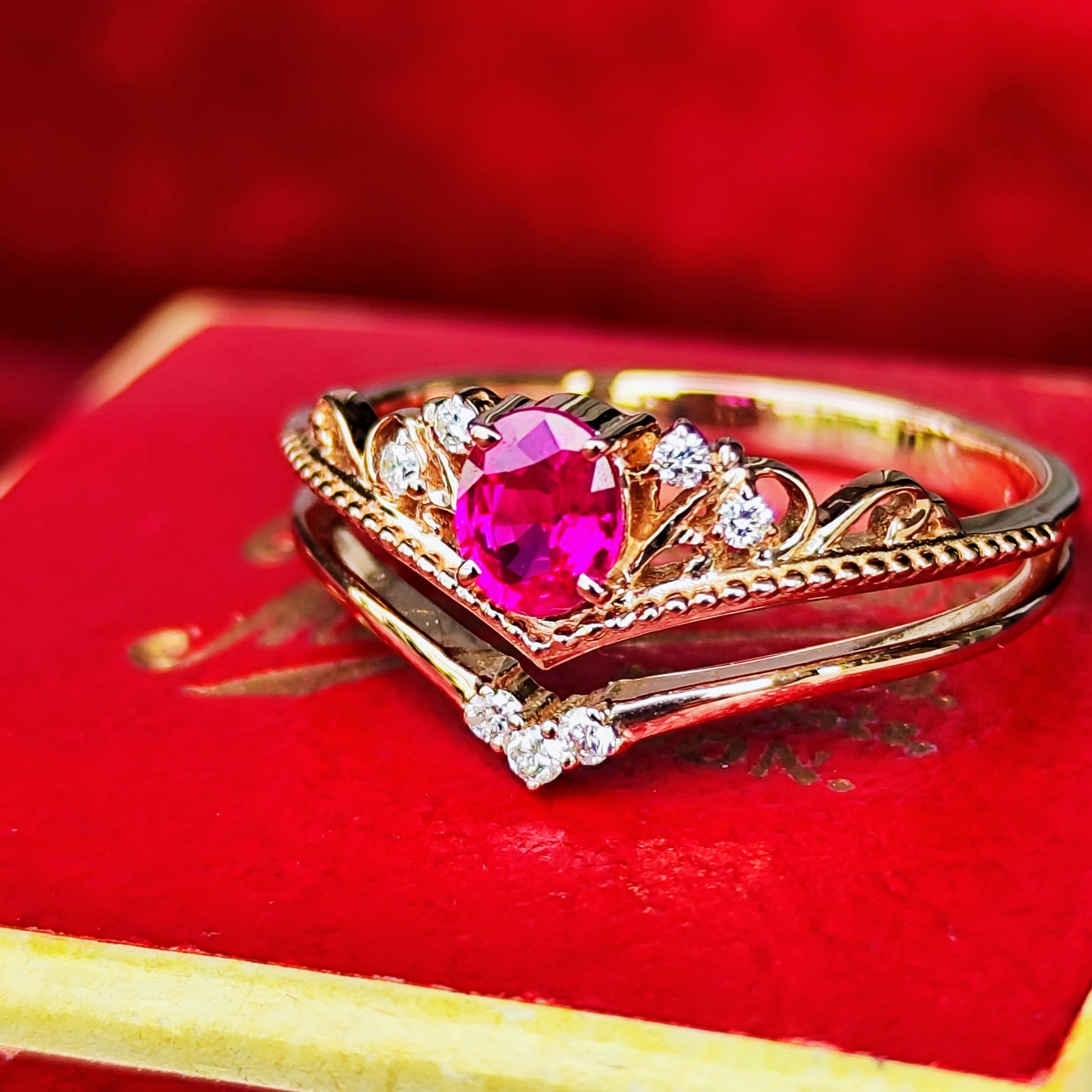【ビルマ産ルビー】天然ルビー 0.407ct 天然ダイヤモンド
