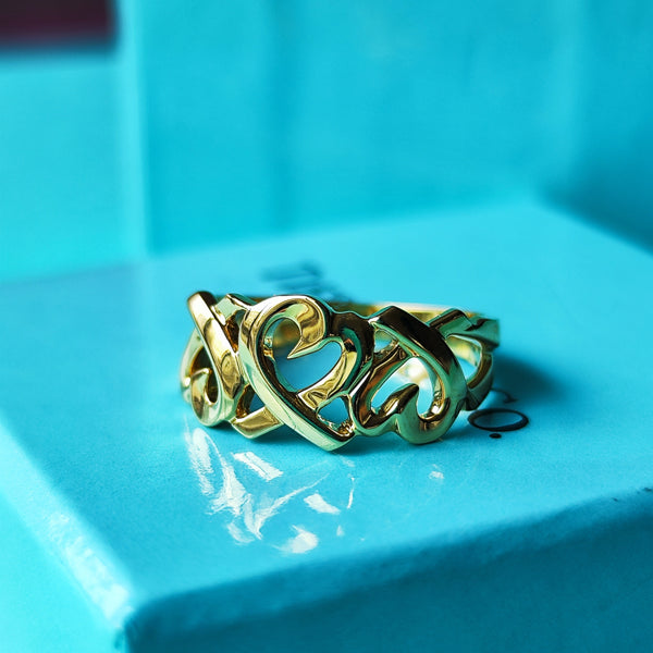 TIFFANY&Co ティファニー トリプルラビングハート 18金YG リング
