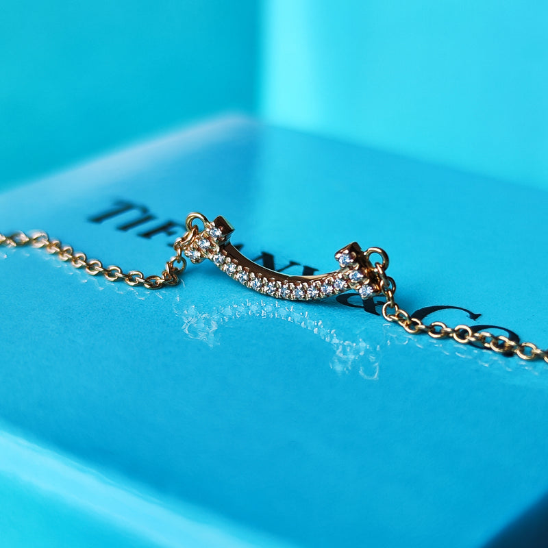 TIFFANY &Co ティファニーTスマイル ミニ ダイヤモンド 18金PG ネックレス
