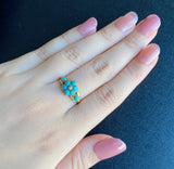 【イギリスアンティーク】トルコ石 天然ローズカットダイヤモンド センチメンタルジュエリー