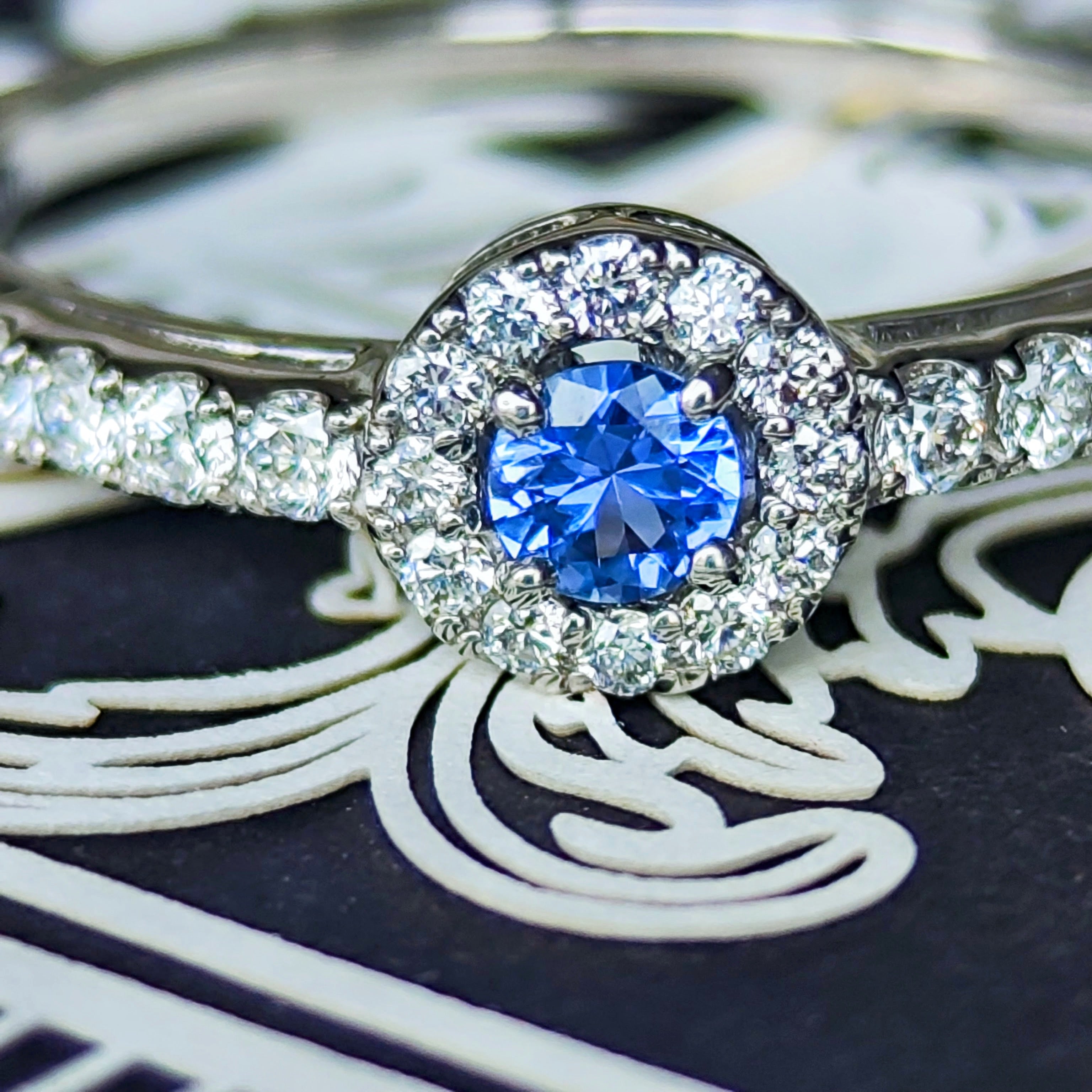 刻印あり】天然モンタナサファイア プラチナ900 リング 14号
