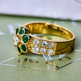 【Vintage Van Cleef & Arpels】ヴァンクリーフ&アーペル マデール エメラルド ダイヤモンド フラワーリング