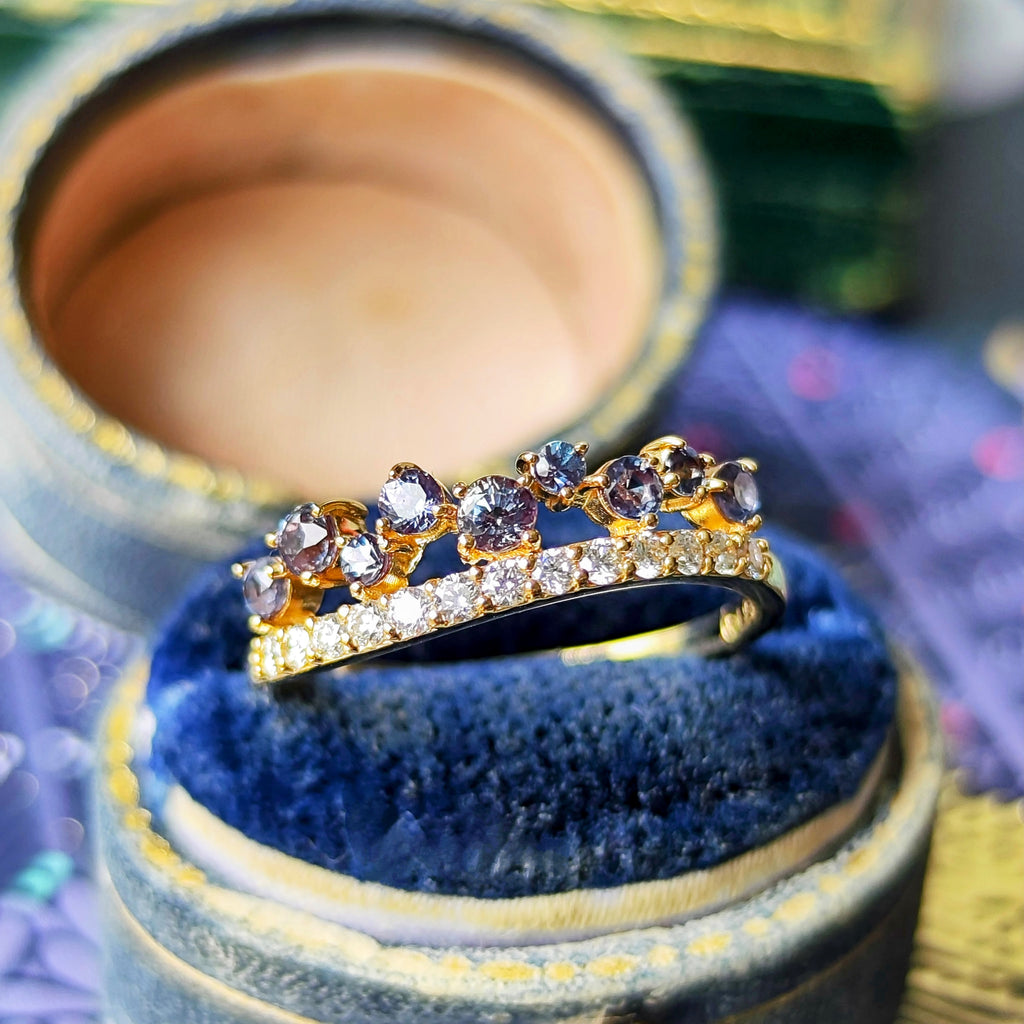 天然アレキサンドライト 0.49ct 天然ダイヤモンド リング