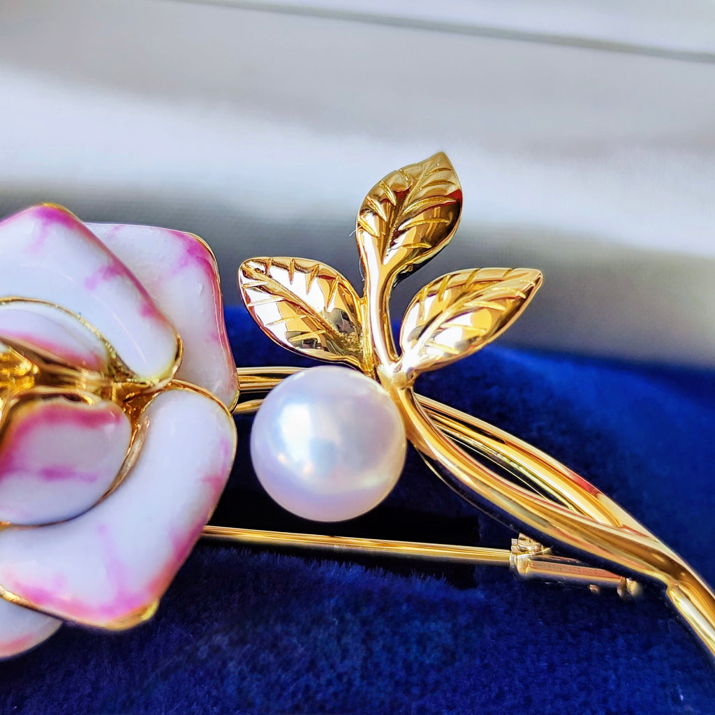 MIKIMOTO ミキモト プリンセスグレースコレクション あこや真珠 ダイヤモンド ブローチ 18金