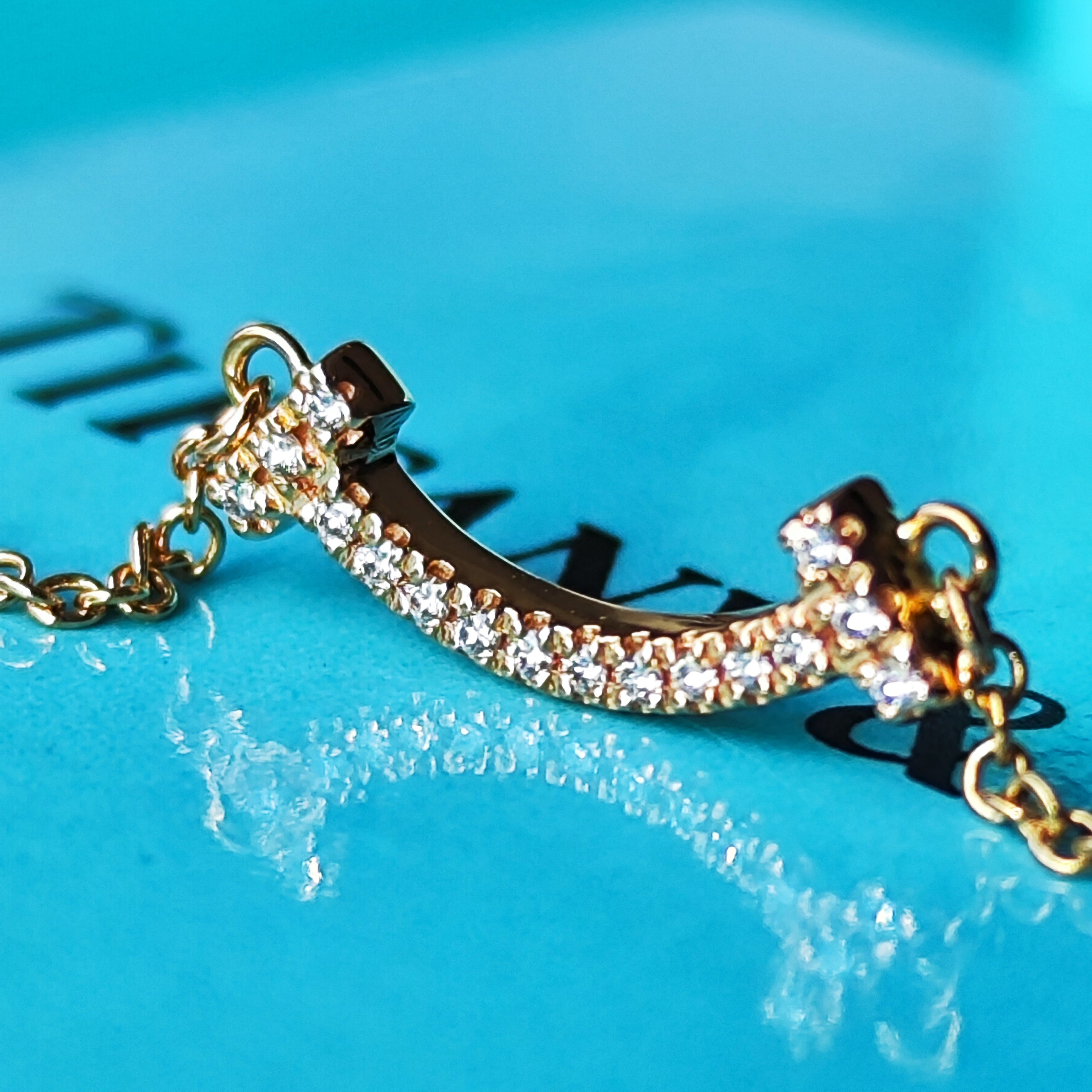 TIFFANY &Co ティファニーTスマイル ミニ ダイヤモンド 18金PG ネックレス