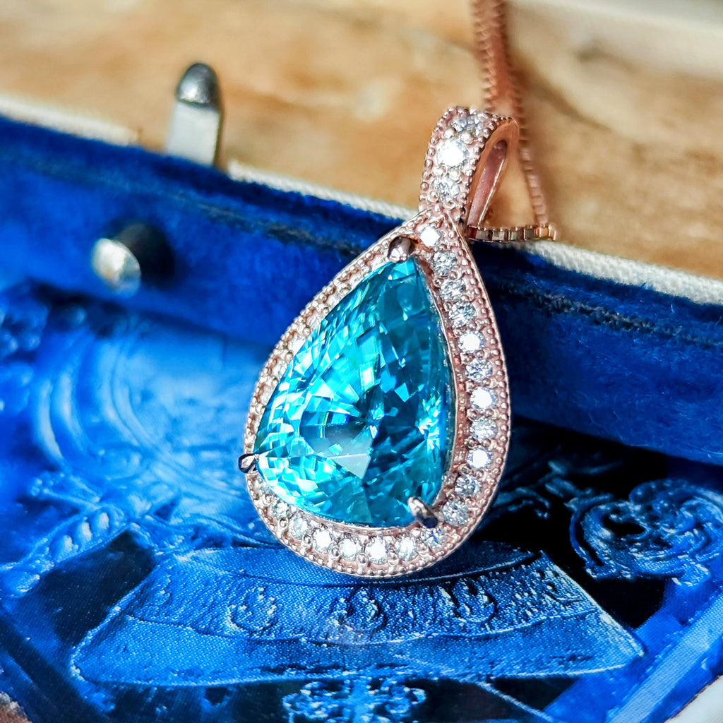 【大粒 7.58ct】天然ジルコン 天然ダイヤモンド ネックレス 18金PG