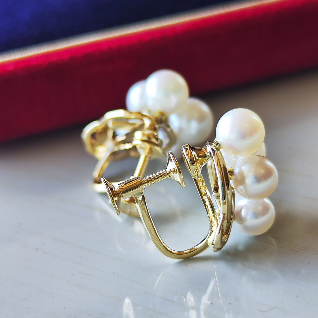【オールドミキモト 】MIKIMOTO ミキモト あこや真珠 14金YG イヤリング